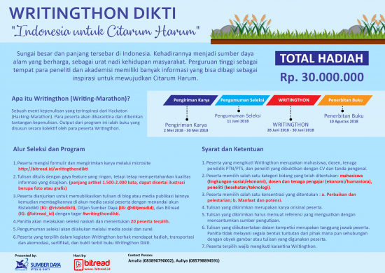 WRITINGTHON DIKTI : INDONESIA UNTUK CITARUM HARUM