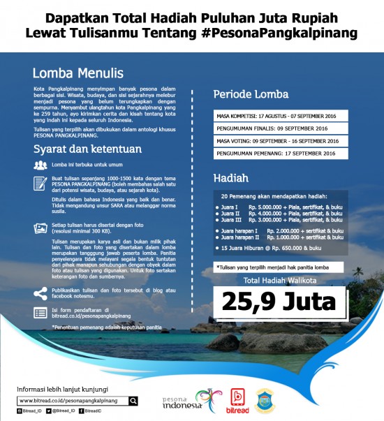 Lomba Menulis Pesona Pangkalpinang