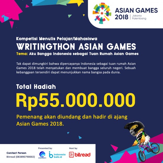 PENGUMUMAN PEMENANG WRITINGTHON ASIAN GAMES KATEGORI PELAJAR/MAHASIWA